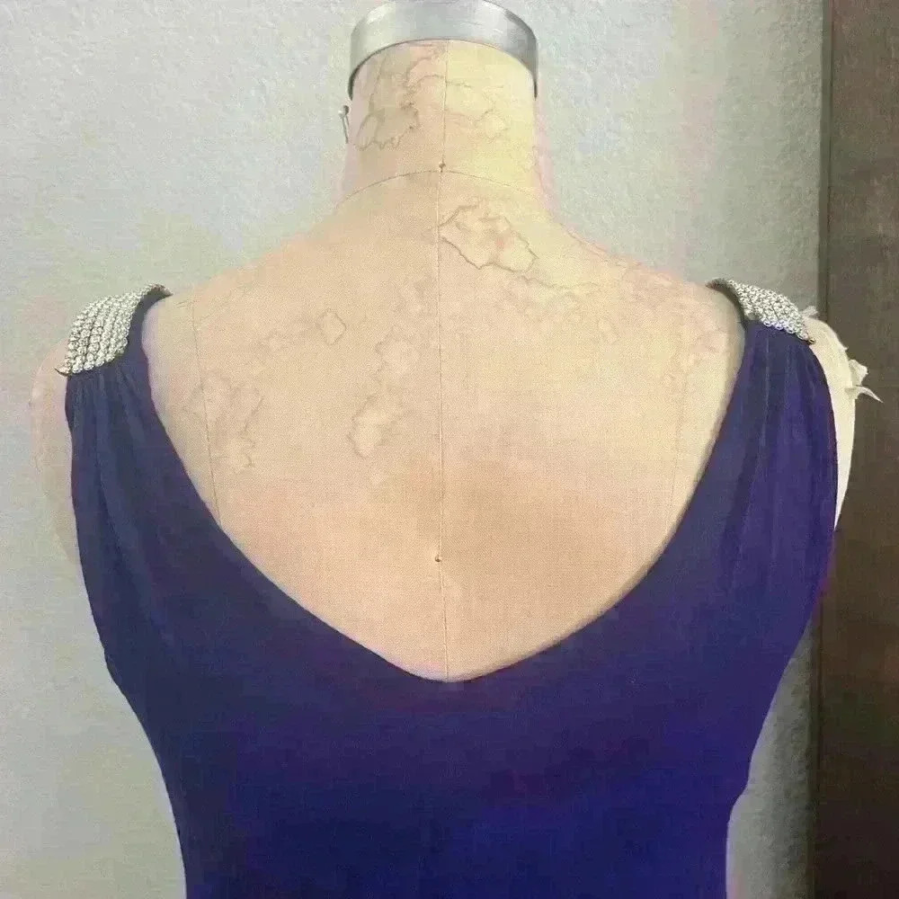 Rhinestone Detail Tank Dress, Purple, Size M - Picture 4 of 7